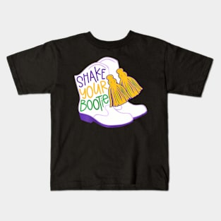 Shake Your Bootie Mardi Gras Bead Boot Carnival Celebration Kids T-Shirt